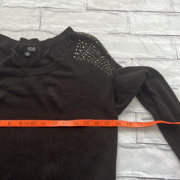A.N.A A New approach shoulder bling black sweater shirt size medium - Picture 8 of 8